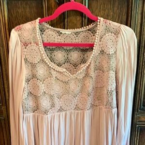 L/S dusty rose color flowy top.